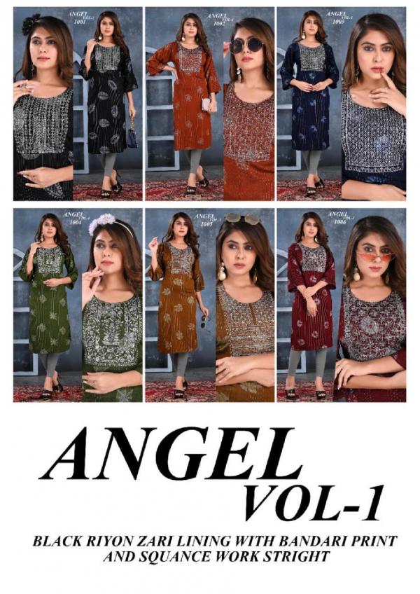 Riyaa Angel Vol 1 Rayon Designer Exclusive Kurti collection